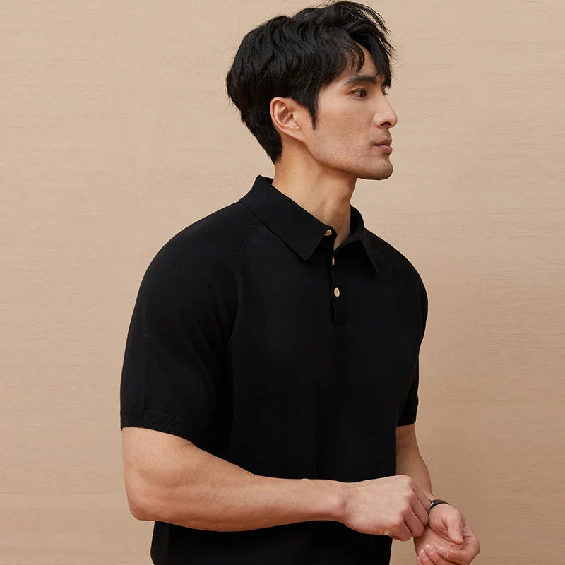 Classic Comfort Luxury Knitted Polo Short Sleeve T-Shirt