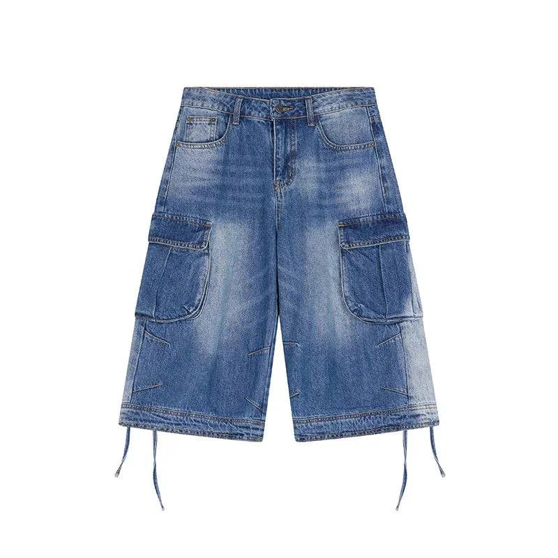 Vintage Cozy Drawstring Cargo Denim Jorts