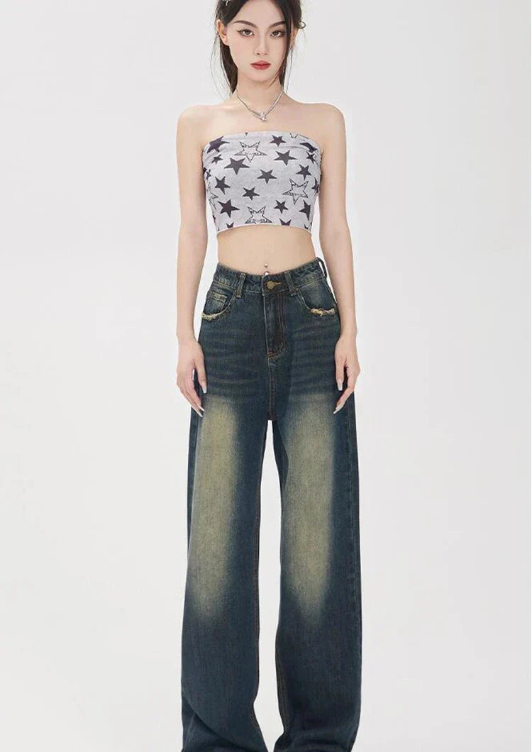 Women Streetware High Waist Wide Leg Jeans