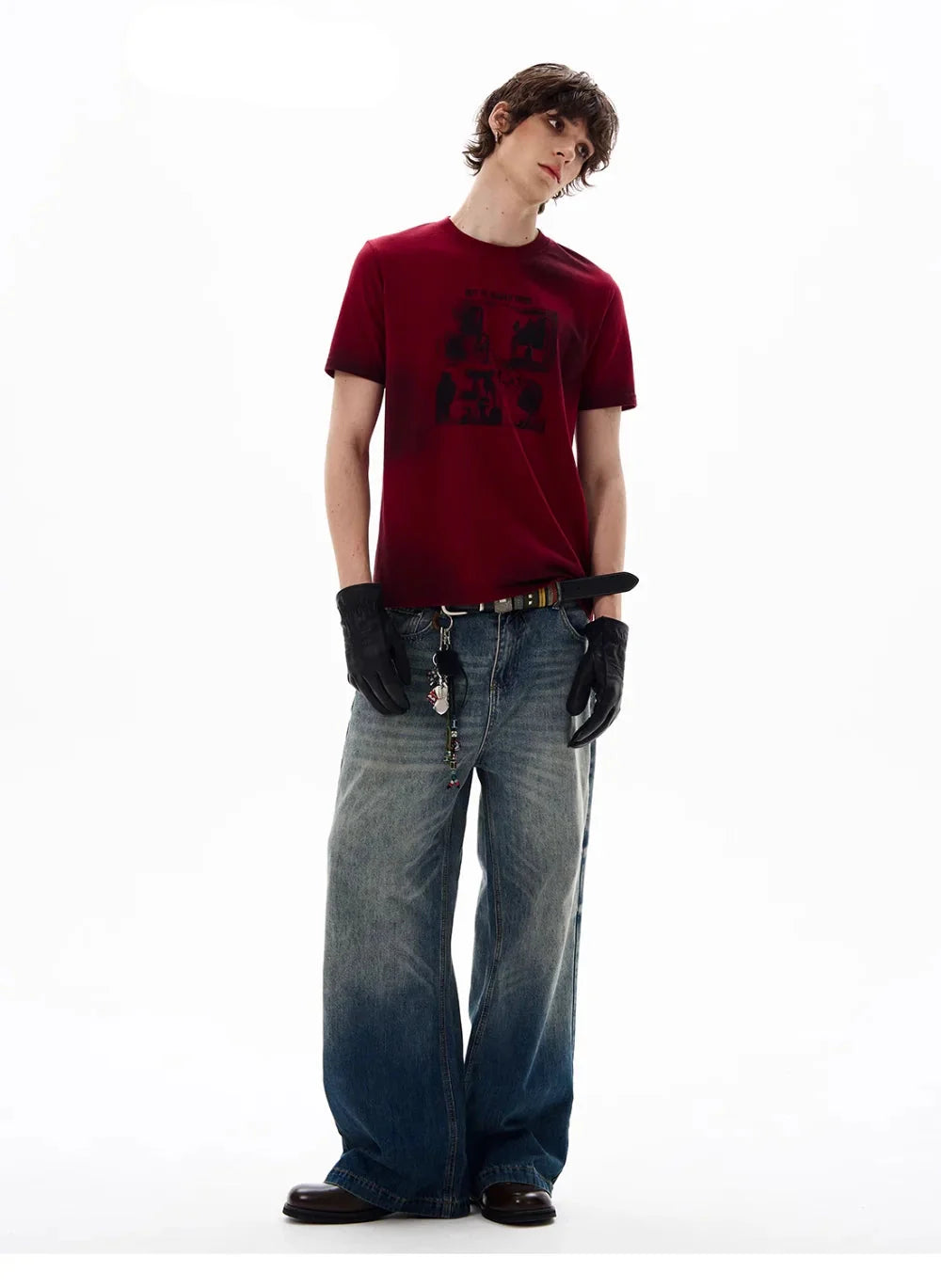 Plush Retro Red Short Sleeve Vintage T-Shirt