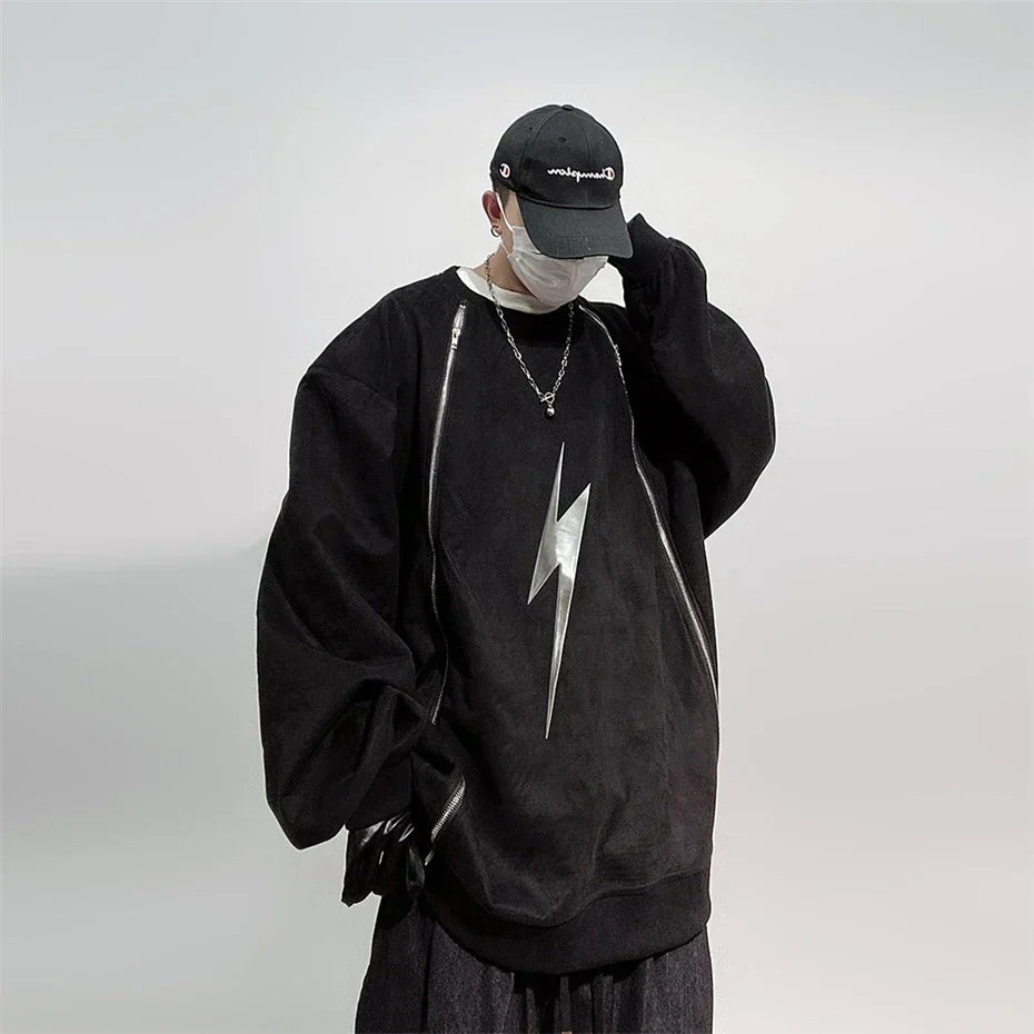 Vintage Reflective Oversize Hip Hop Sweatshirt