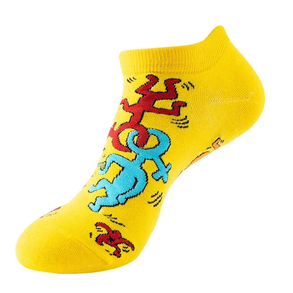 Funny Hip Hop Cartoon Cotton School Socks
