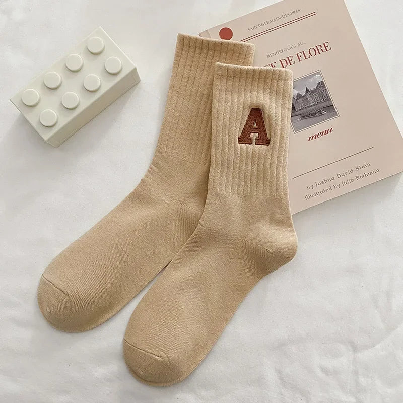 Cozy Kawaii Letter School Socks Autumn Winter