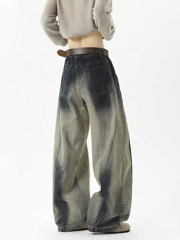 Blauwe casual jeans met hoge taille en wijde pijpen