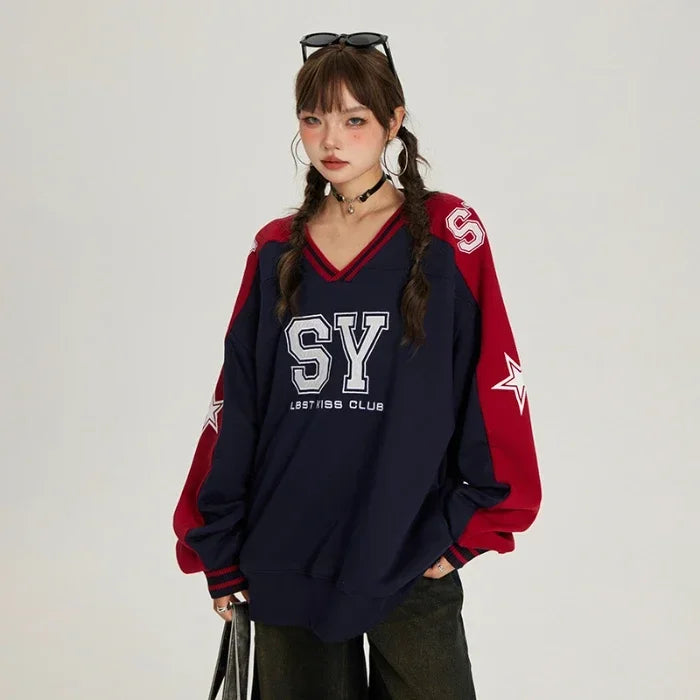 Vintage Cozy American Letter Print Sweatshirt