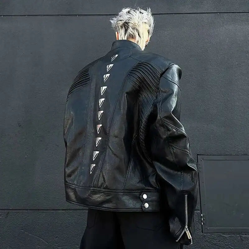 Metallic Deconstruction Darkwear Leather Jacket