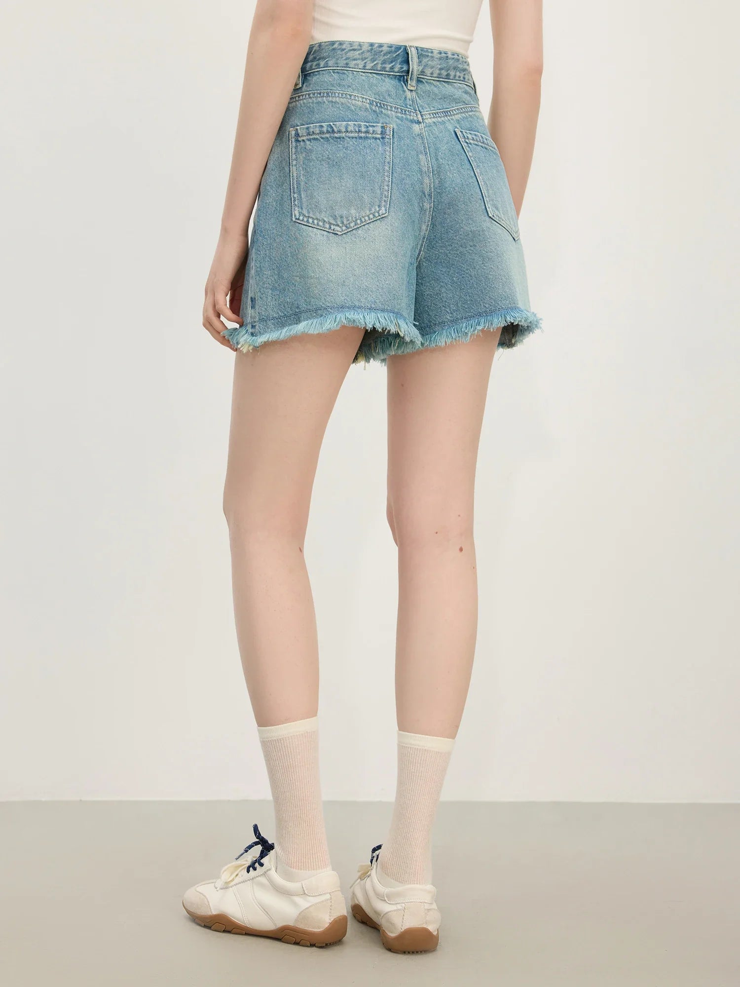 Minimalist Raw Edge Tassel High Jeans Short