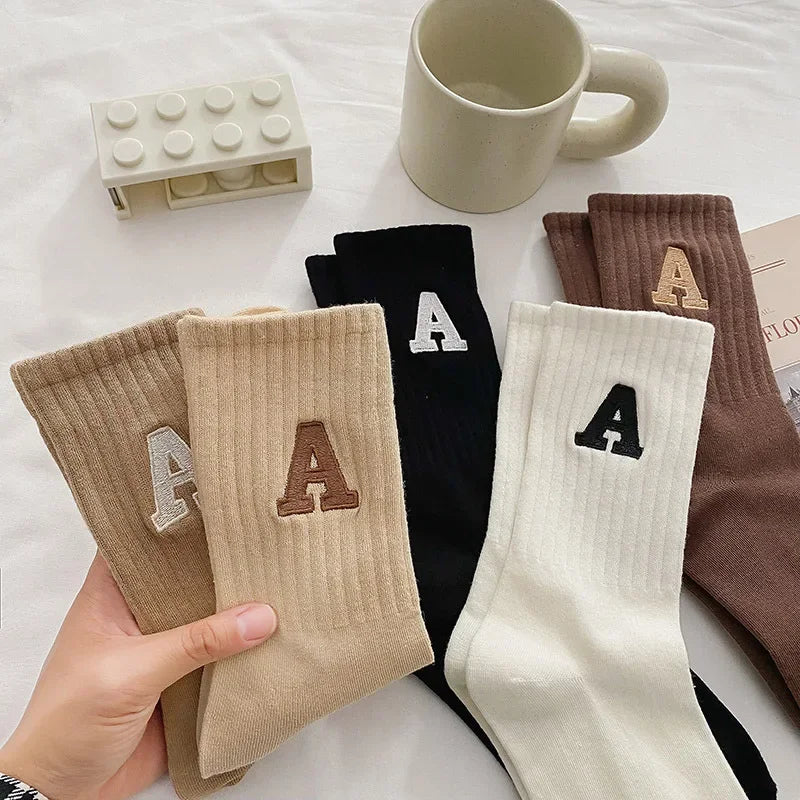 Cozy Kawaii Letter School Socks Autumn Winter