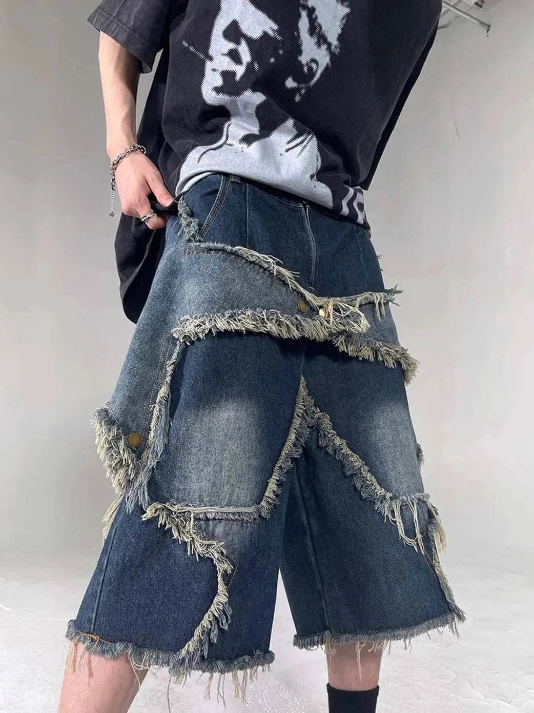 Jorts vintage à franges étoilées