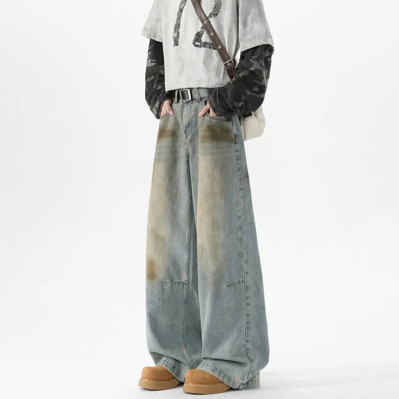 Baggy wijde vintage wash jeans