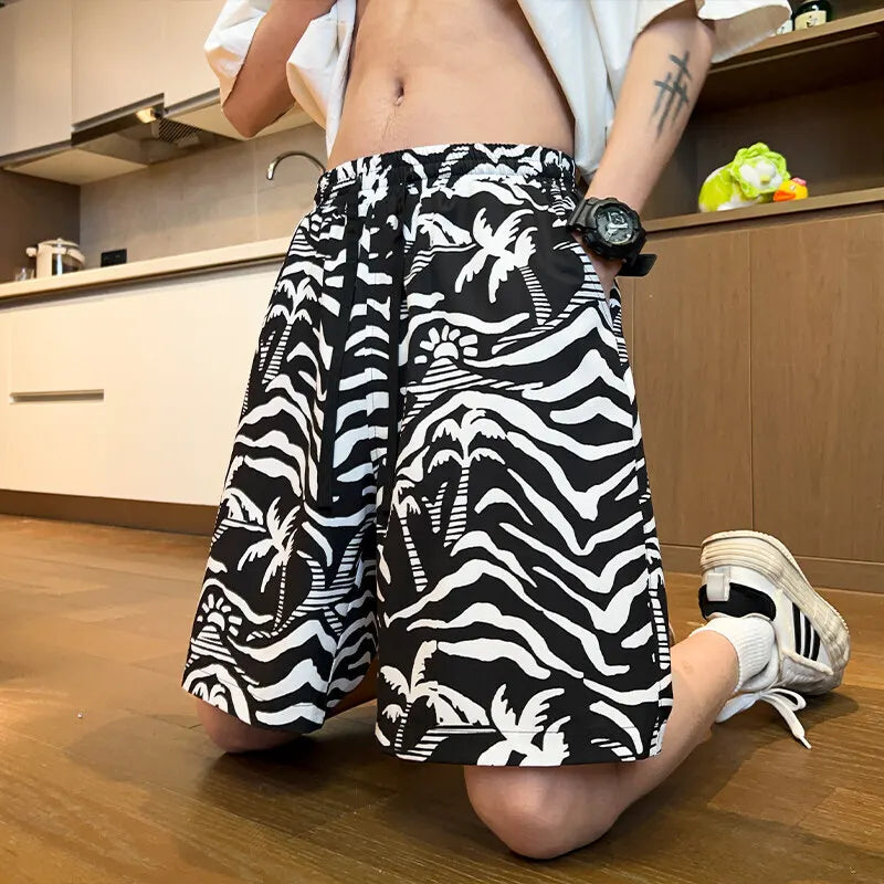 Pantalones cortos estampados de seda de hielo para hombre