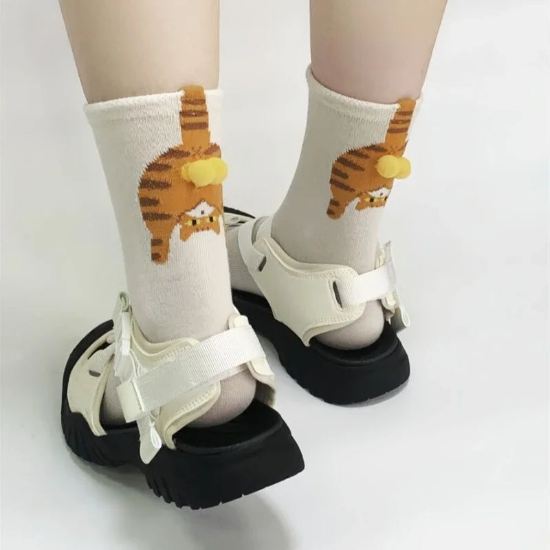 Cute Cartoon Cat Egg Stacking Socks