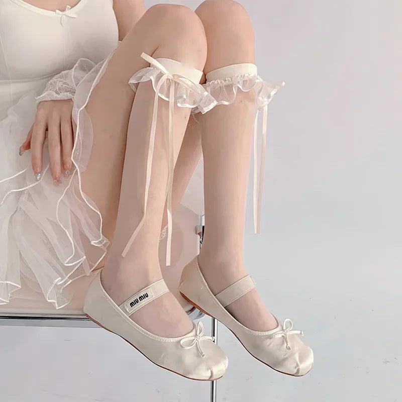 Coquette Thigh-High Lace-Up Fishnet