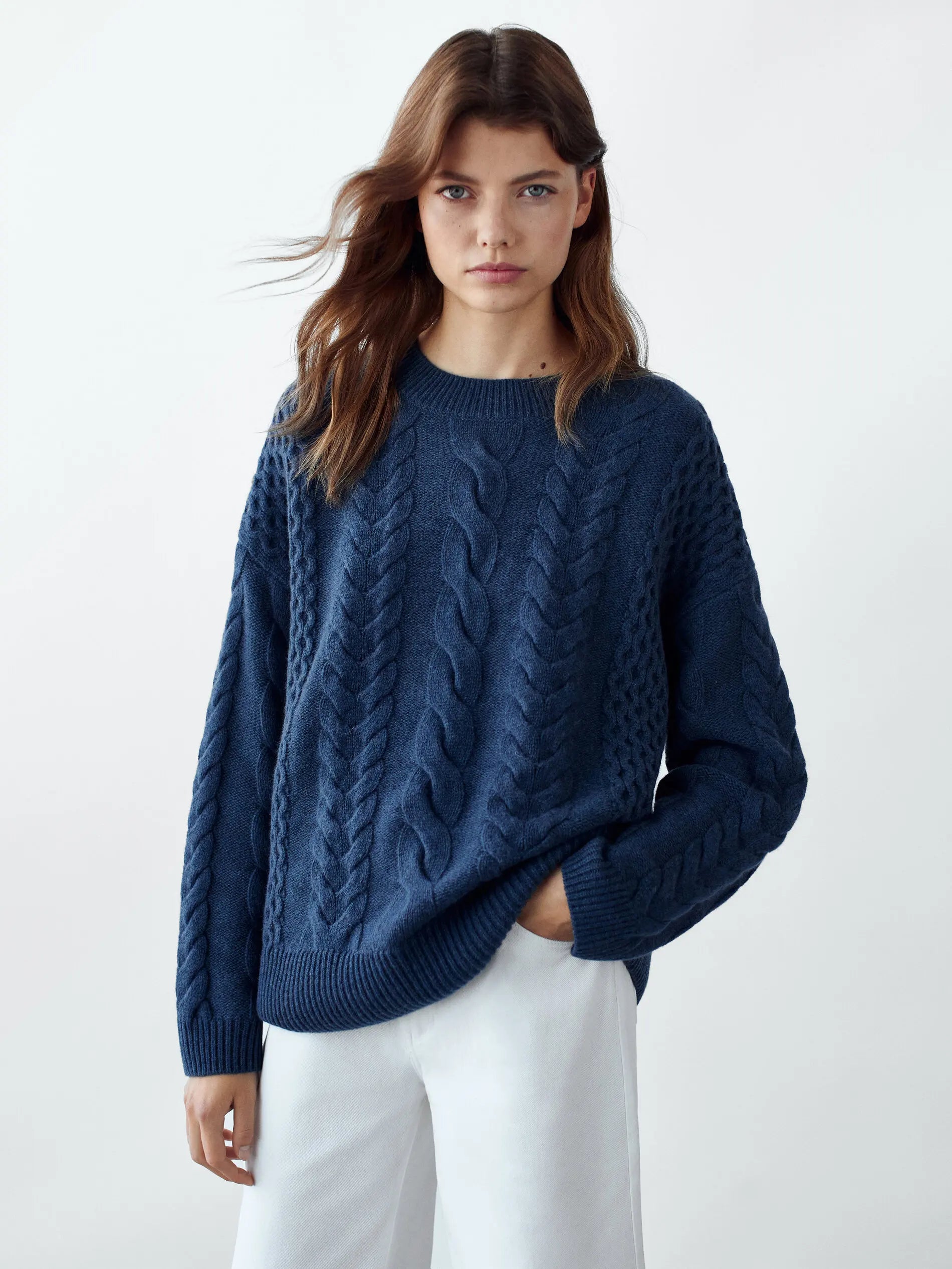 Women Classic Blue Ethereal Striped Sweater