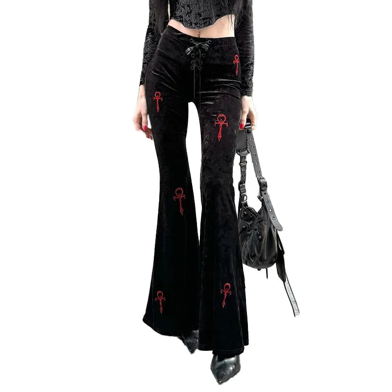Velvet High Waist Flare Pants