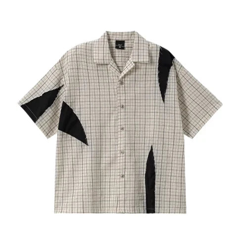 Men Retro Plaid Loose Comfort Lapel Shirt - MADXMARX