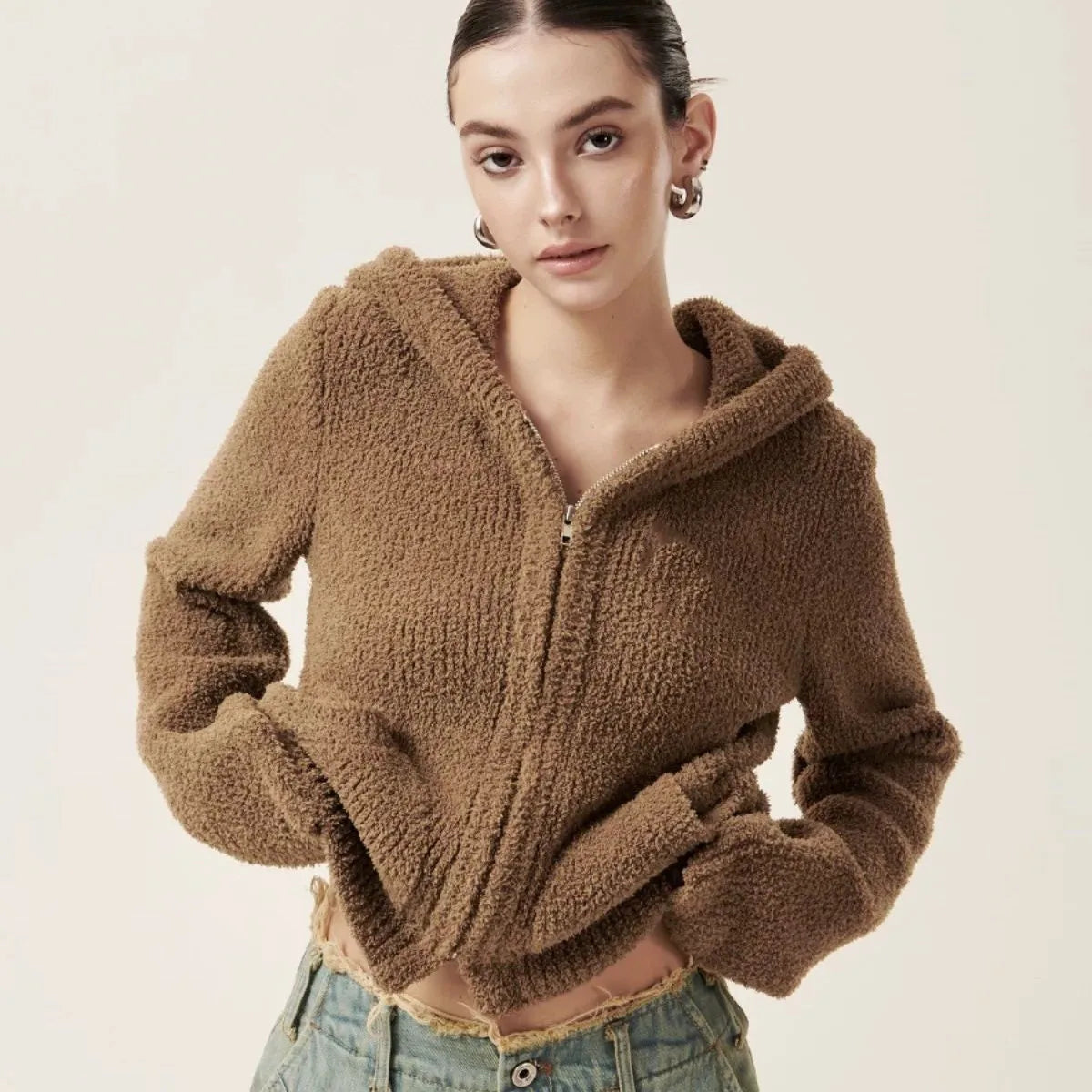 Women Relaxed Retro Velvet Sweatshirt