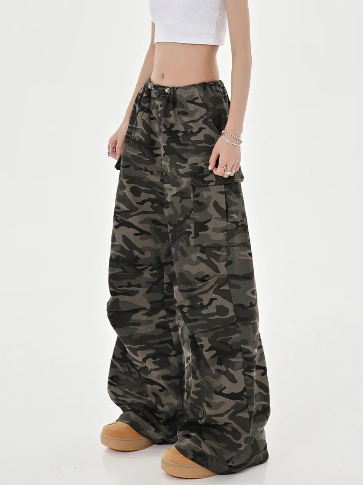High Waist Camouflage Cargo Pants