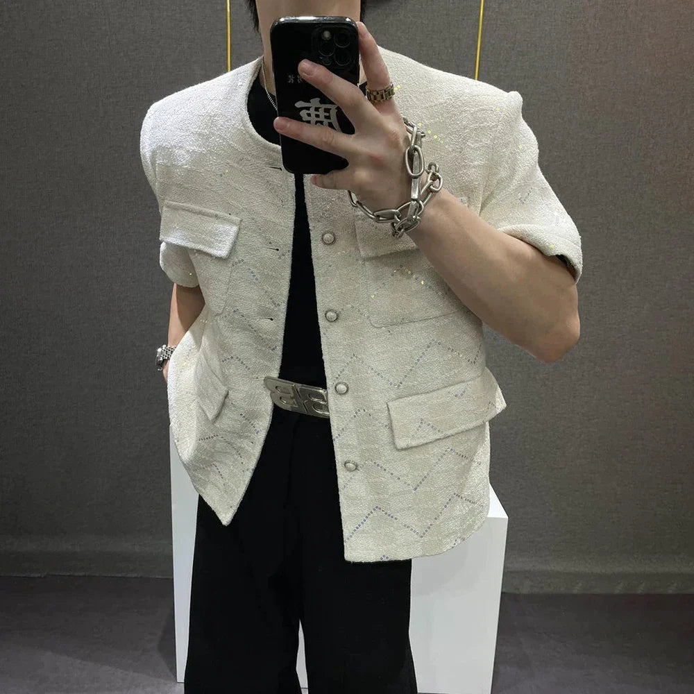 Luxury French Sequined Short-Sleeved Jacket