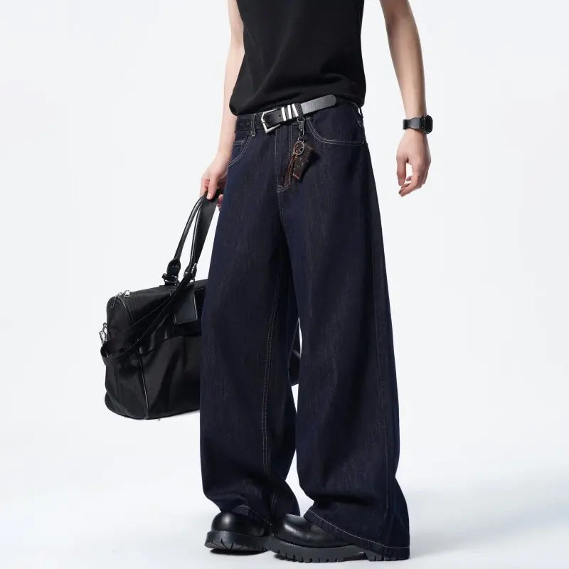 Classic Loose Dark Blue Straight Jeans