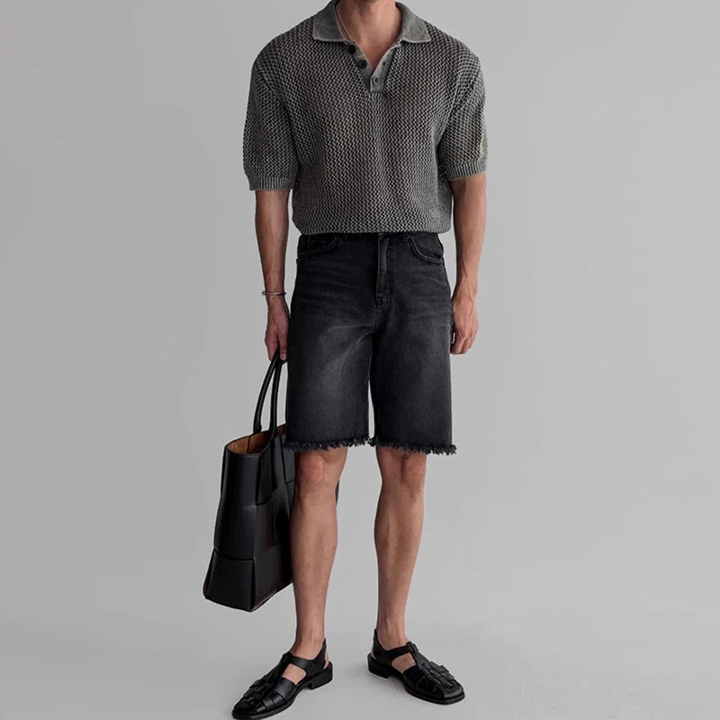 Casual Relax Luxury Hollow Out Style Polo T-Shirt