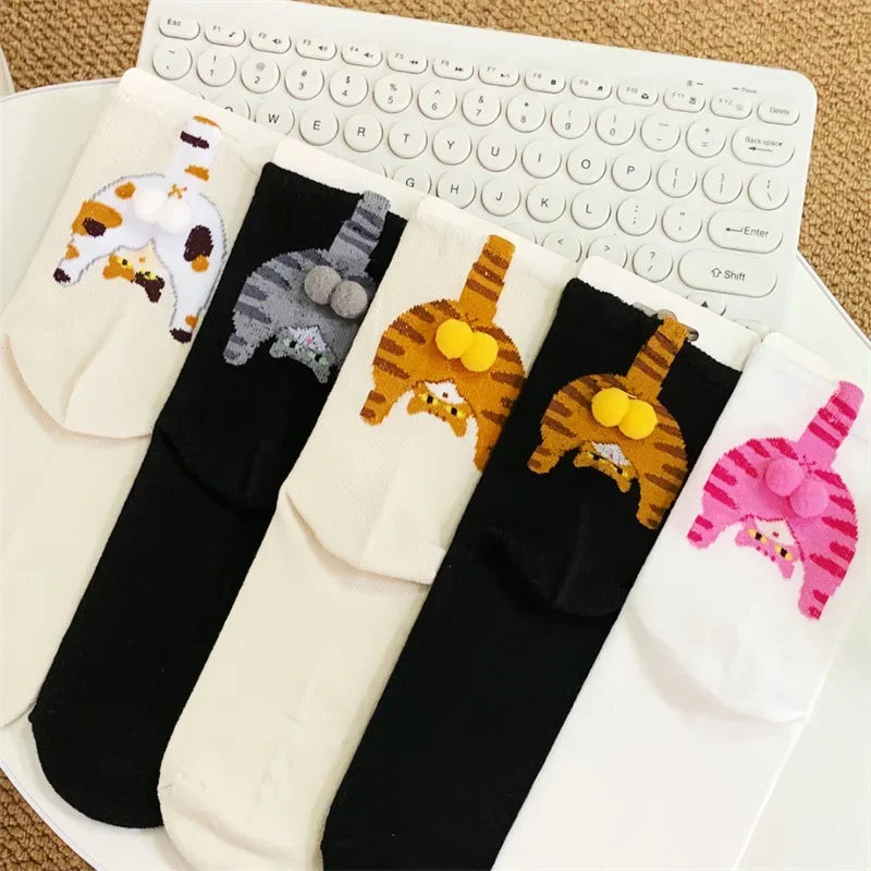 Cute Cartoon Cat Egg Stacking Socks