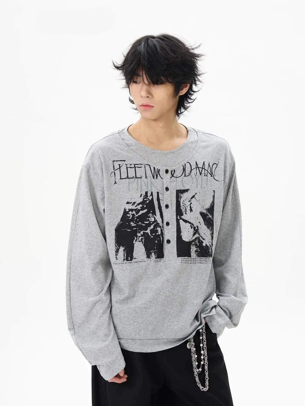Retro Printed Long Sleeve Hip Hop T-Shirt