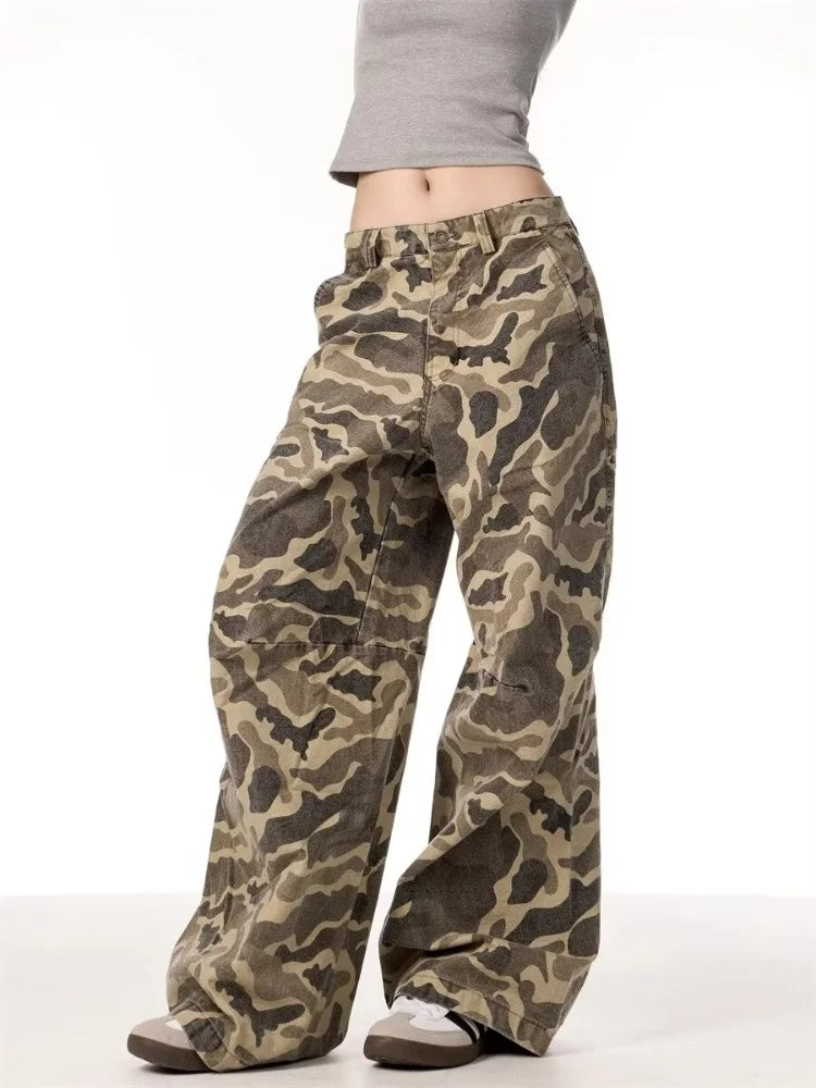 Vintage Camouflage Baggy Wide Leg Jeans