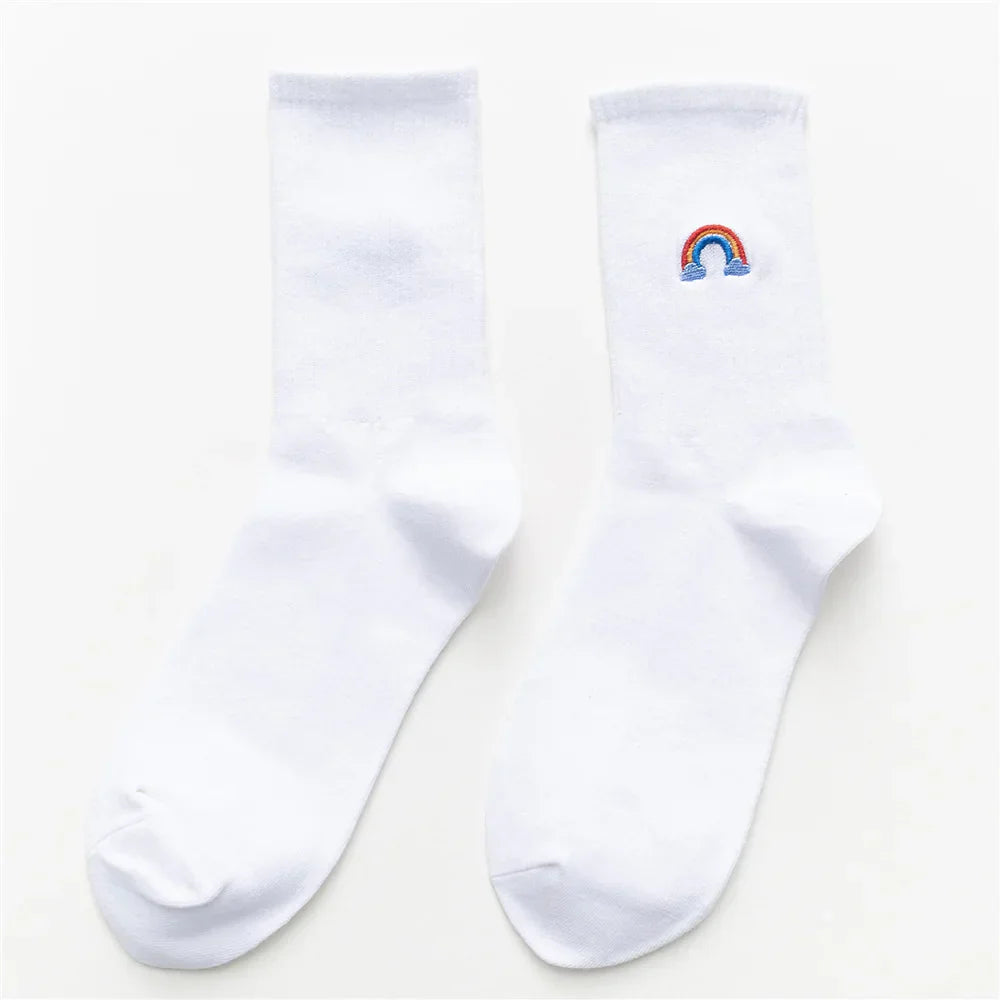 Colorful Weather Forecast Pattern Embroidery Socks