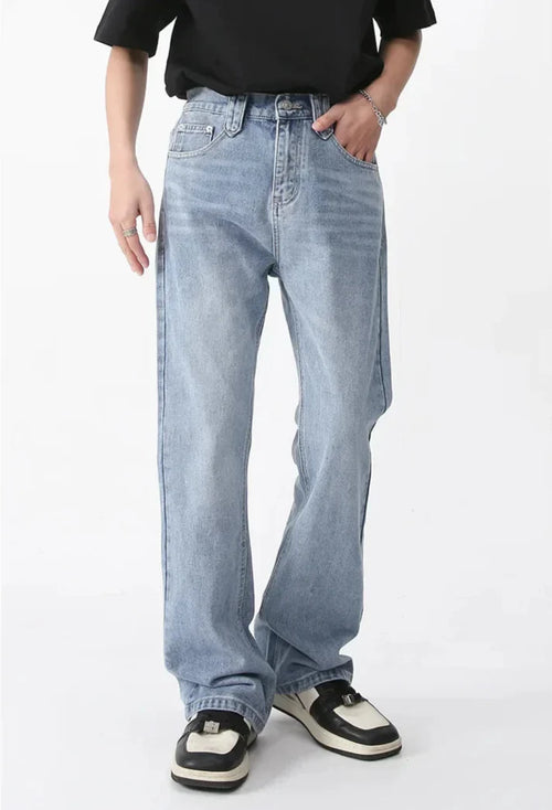 Pantalon en jean évasé taille haute - Bleu / TG