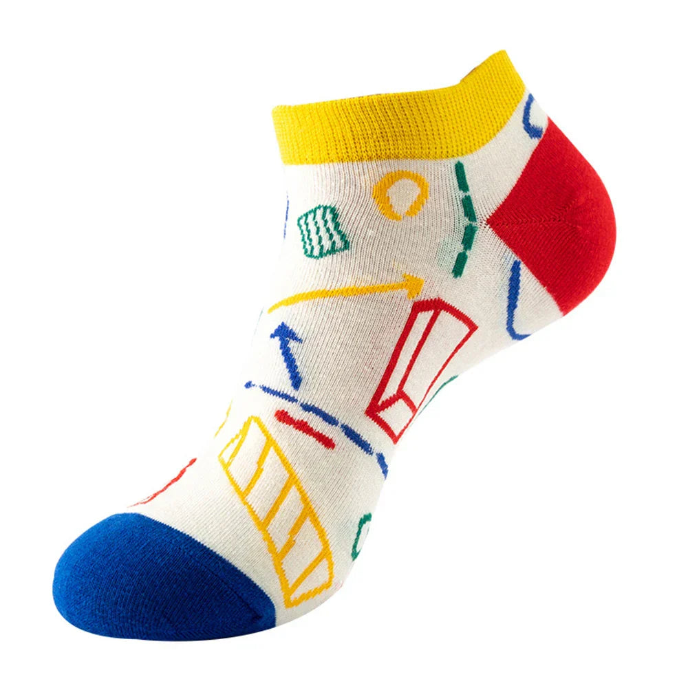 Funny Hip Hop Cartoon Cotton School Socks