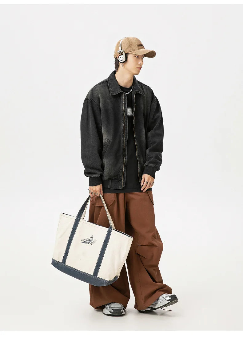 Fashionable Retro Stylish Zipper Splice Jacket