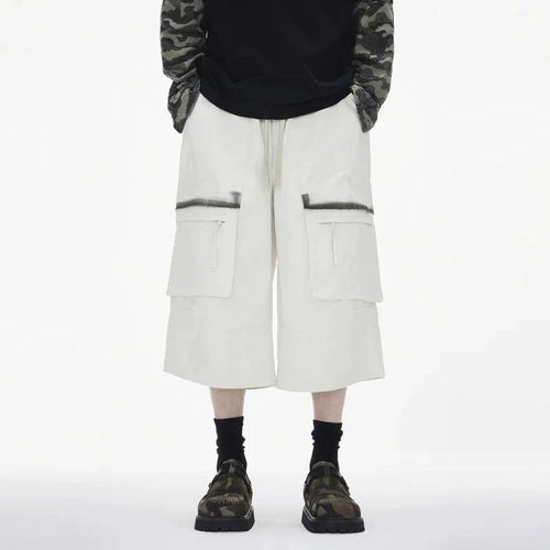 Bermudas jeans masculinas de secagem rápida, modelagem ampla e solta - Branco / XXL