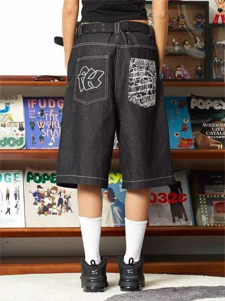 Y2K Übergroße Cargo-Jeansshorts