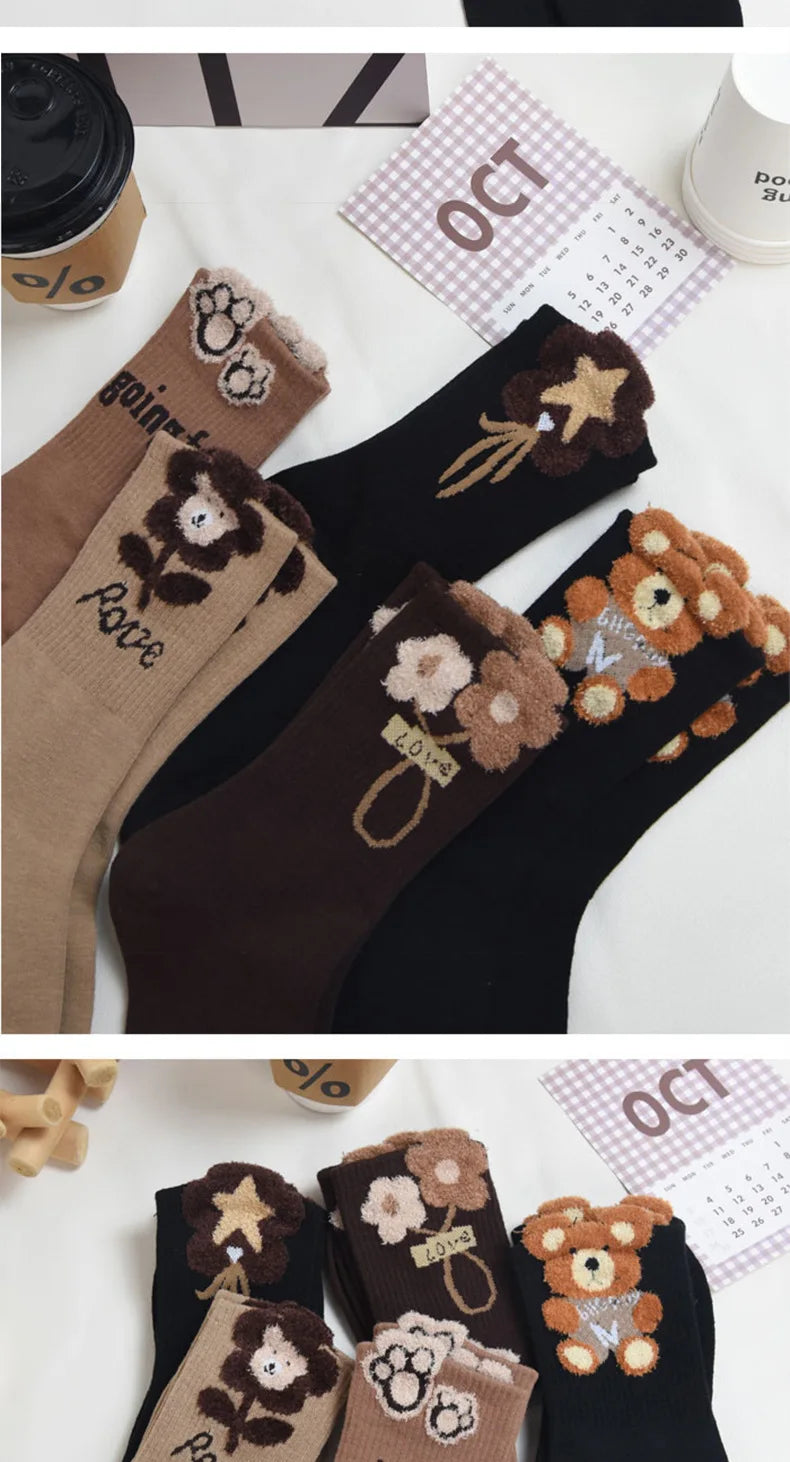 Cozy Bear Cotton School Socks