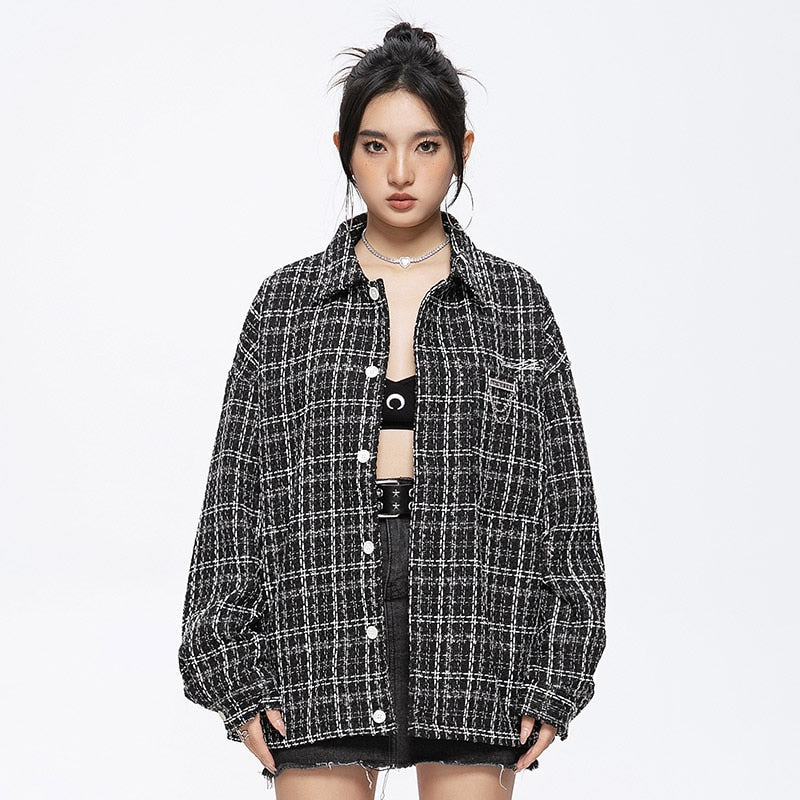 Oversized Black Hit Color Patch Shirt