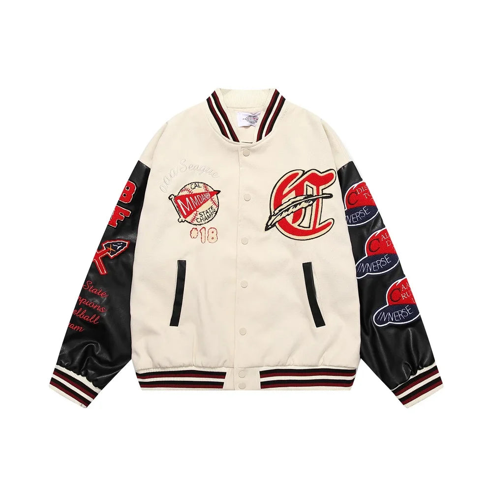 Vintage Embroidered Baseball Patchwork Varsity Jacket