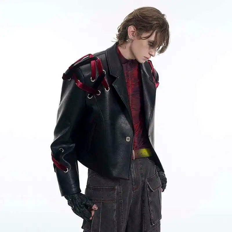 Everyday Essential Ribbon Design Leather Jacket