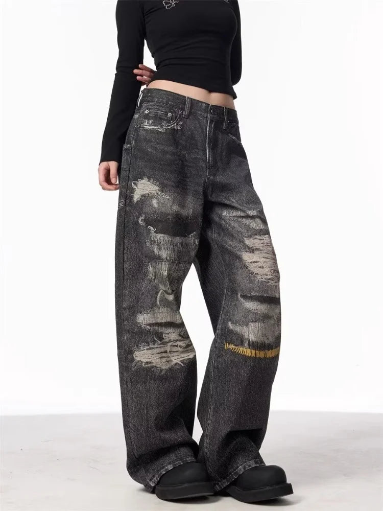 Vintage Streetware Black Ripped Baggy Jeans
