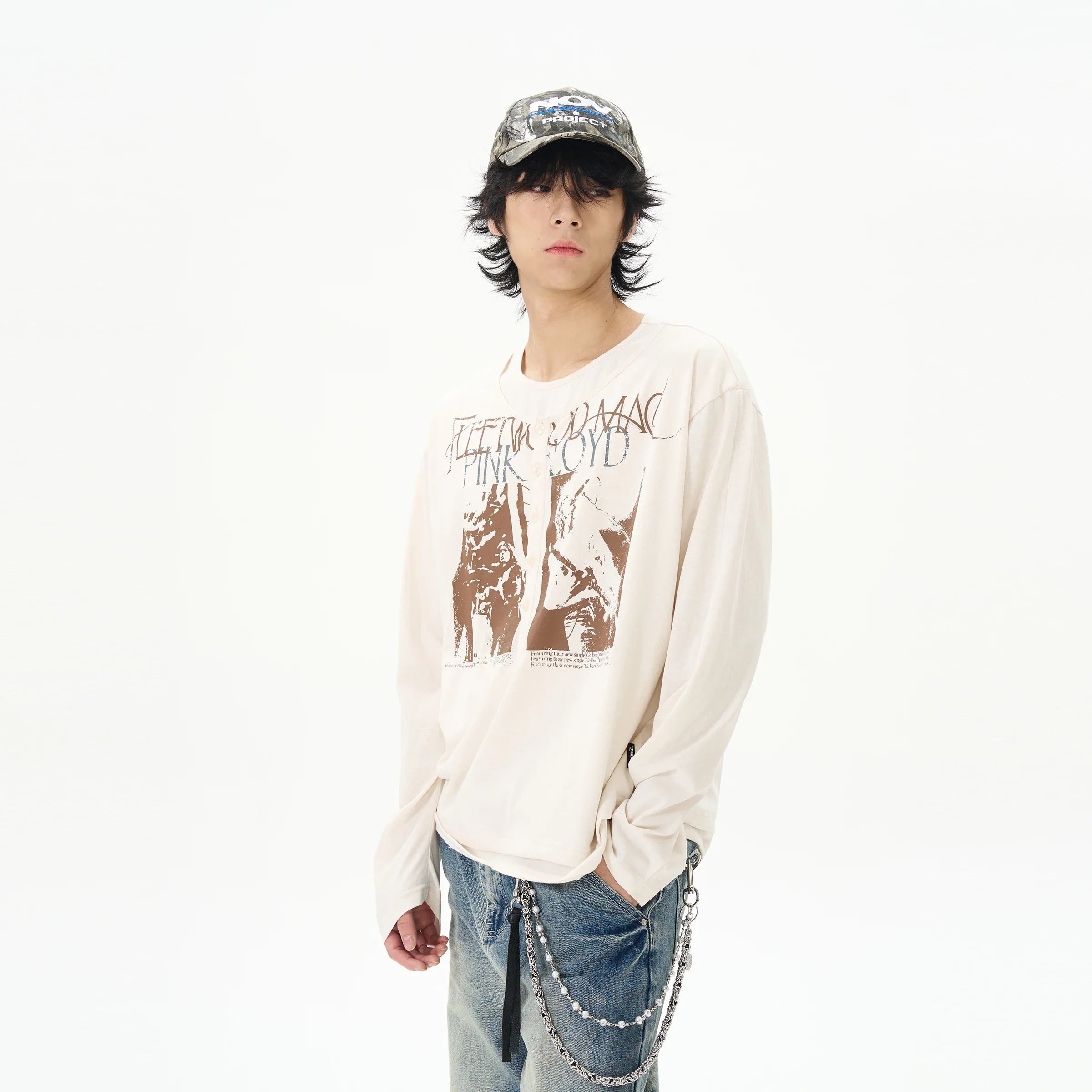 Retro Printed Long Sleeve Hip Hop T-Shirt