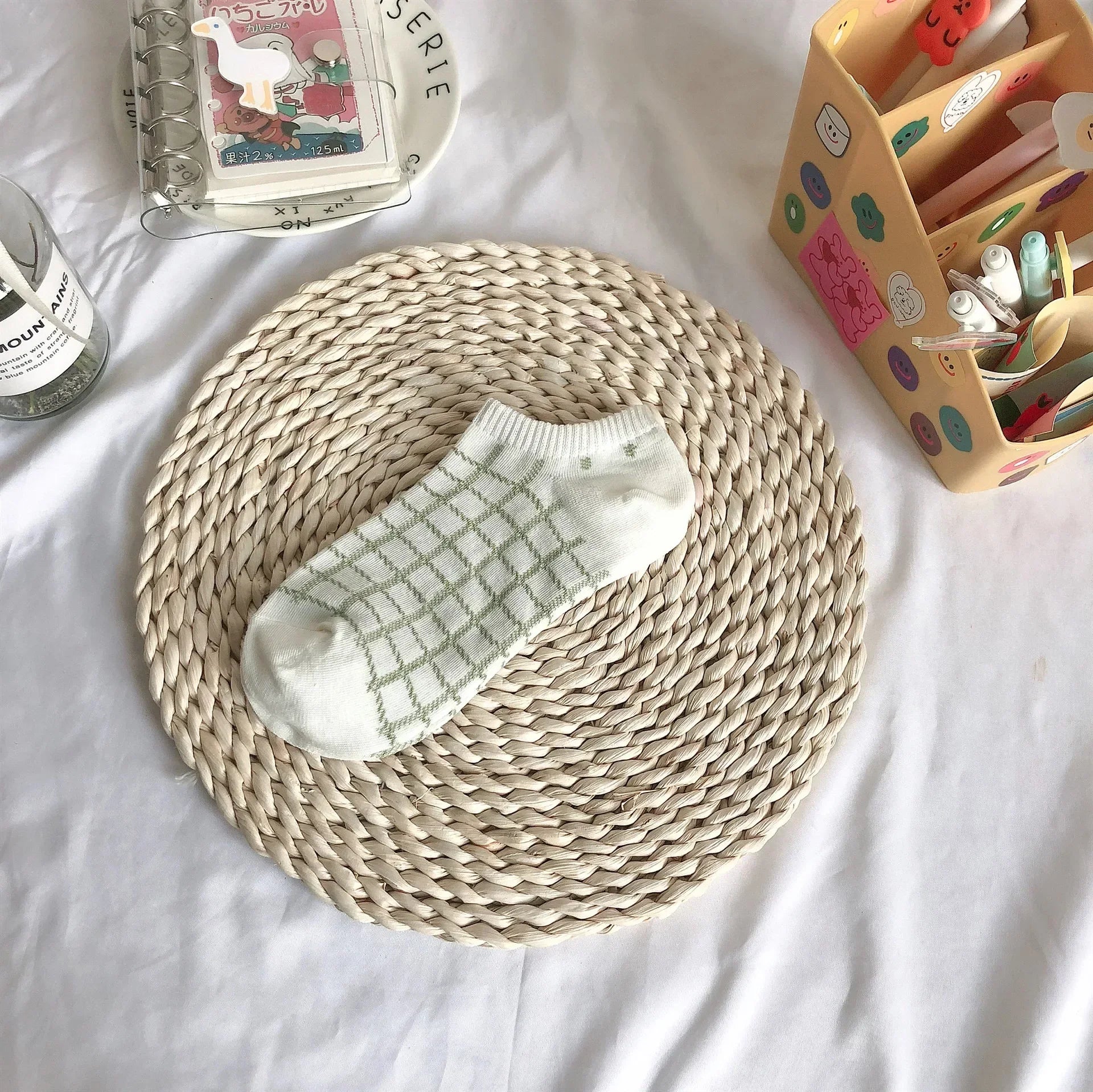 Avocado Green Boat Socks Summer Cotton