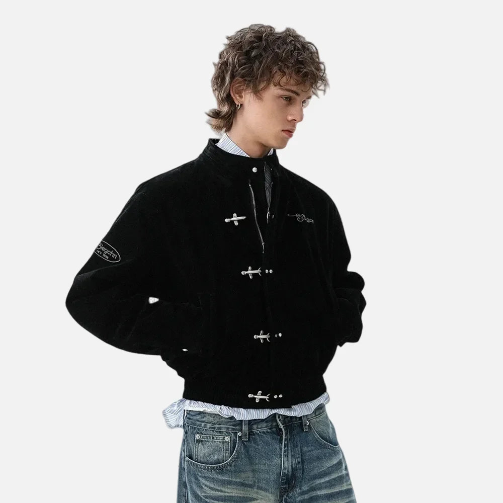 Streetwear Button Down Stand Collar Jacket