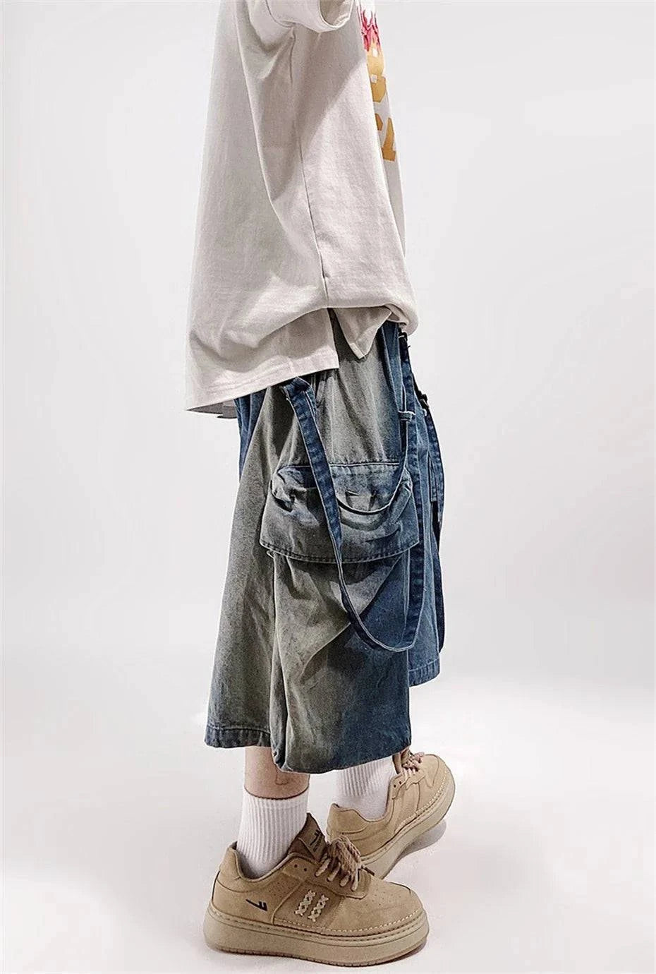 Vintage Denim Hip Hop Rivet Jorts