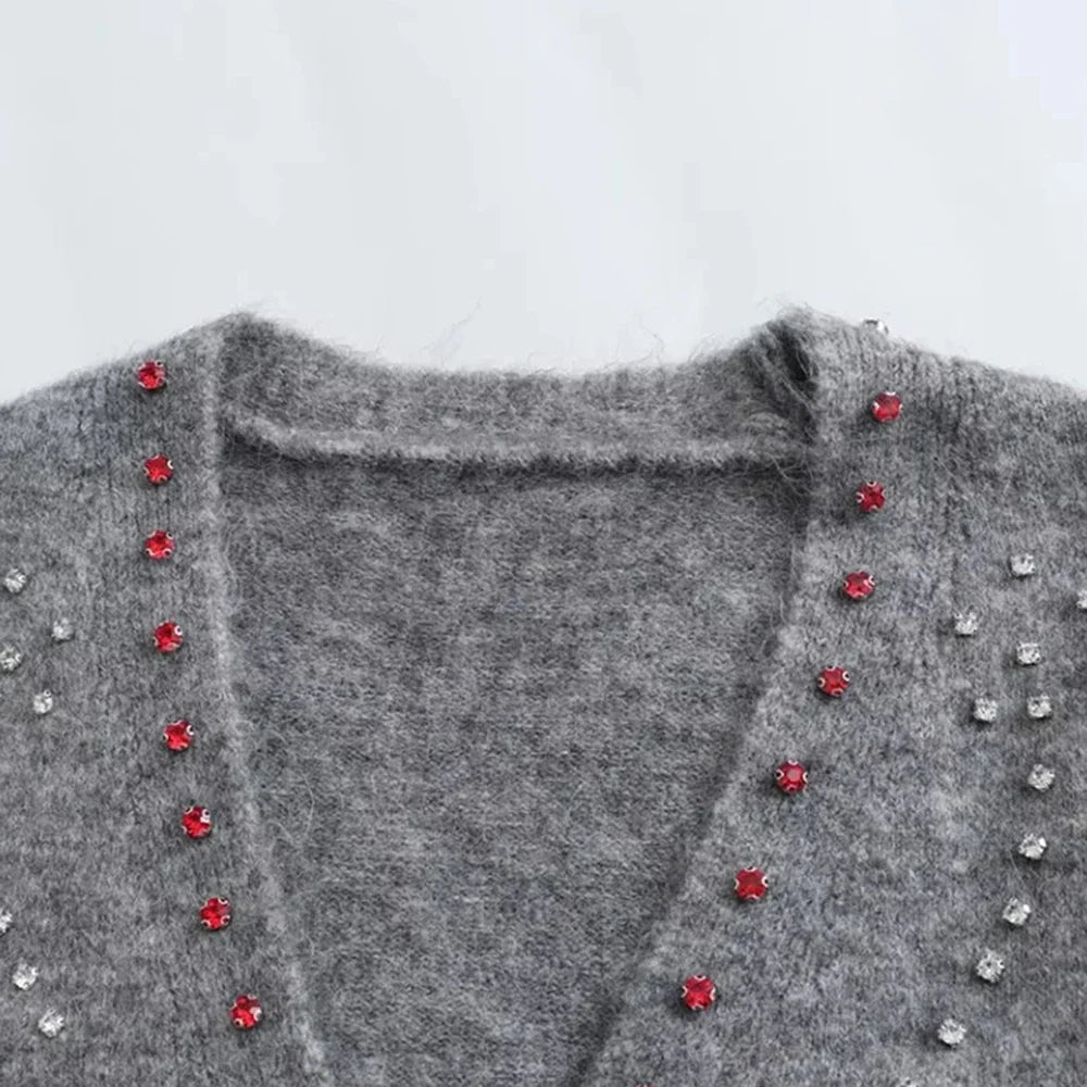 Heart Slimming V-Neck Short Sleeve Sweater
