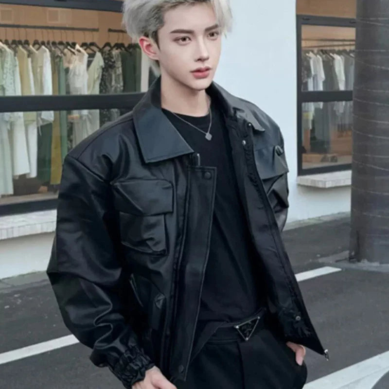 Handsome American Retro Motorcycle Leather Jacket