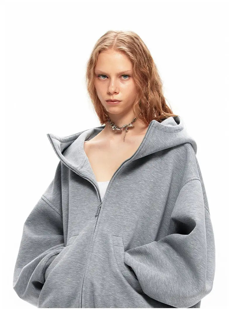 Women Cool Thick Oversize Zip-Up Sweatshirt