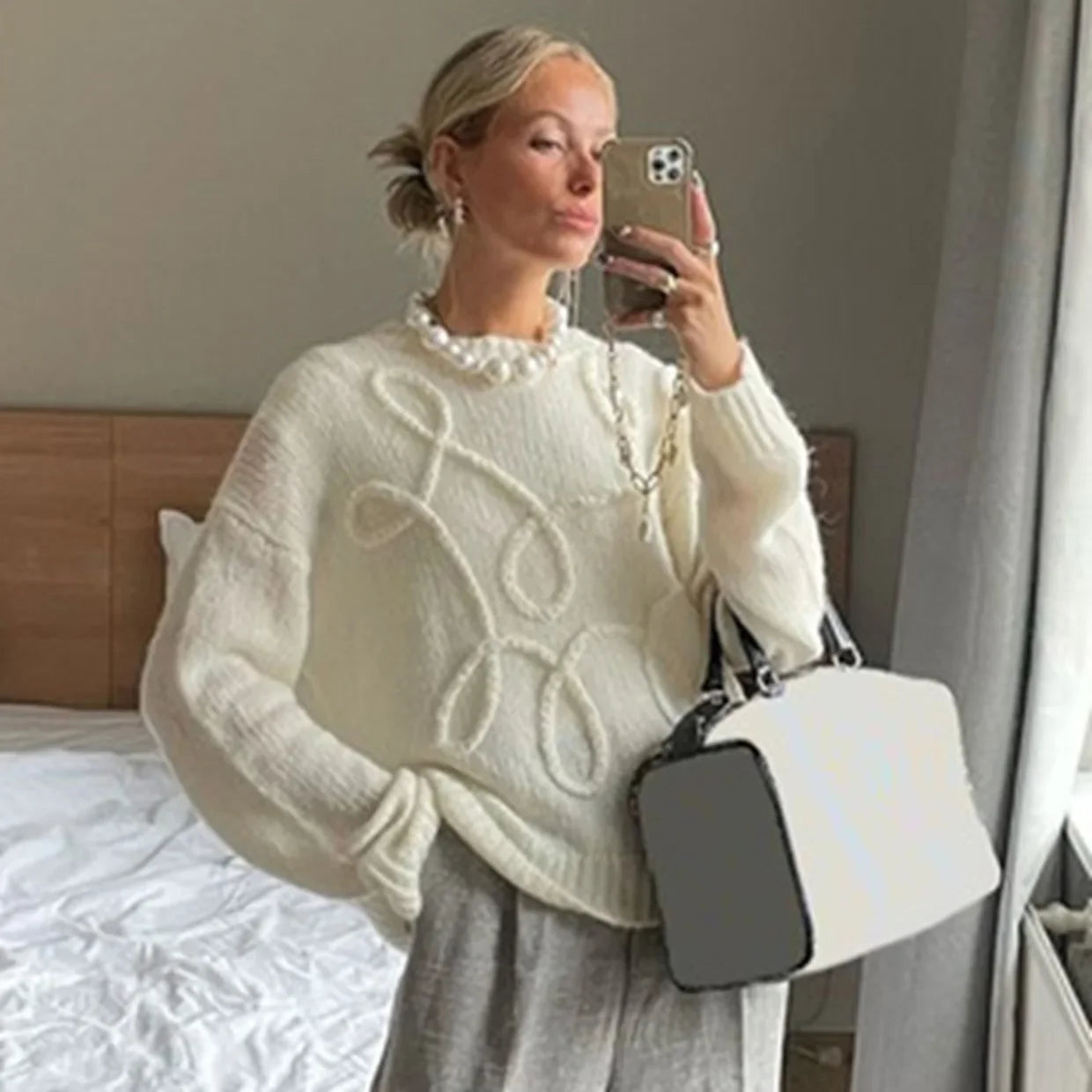 Women Butter-Smooth White Knitted Sweater