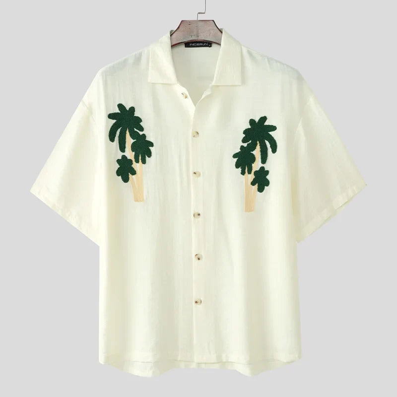Cozy Patchwork Lapel Short Sleeve Shirt