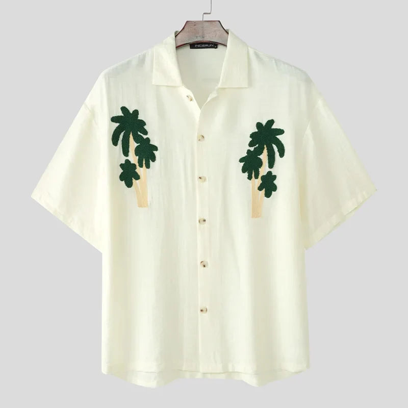 Cozy Patchwork Lapel Short Sleeve Shirt - MADXMARX
