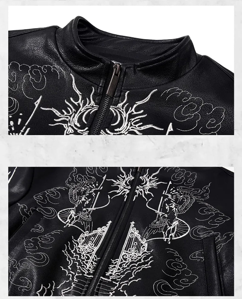Personalized Pattern Printed Motorcycle Leather Jacket